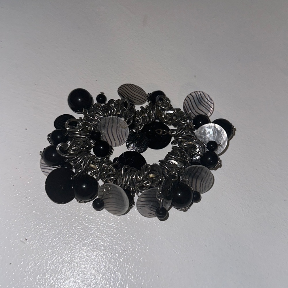 Black and Silver Beaded Bracelet